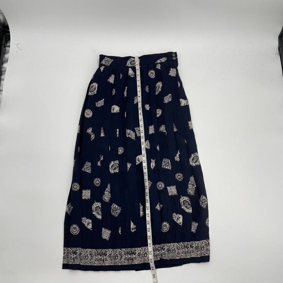 Vintage Counterparts Blue Pleated Coastal Grandma Midi Skirt Womens Size 8 - Picture 7 of 10